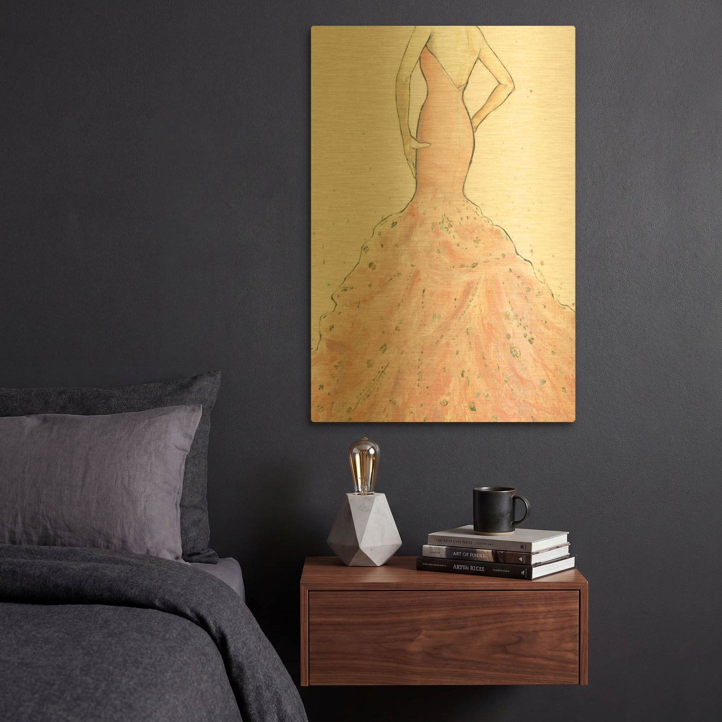 'Dazzling Diva Light' By Marco Fabiano Gold Metal Wall Art