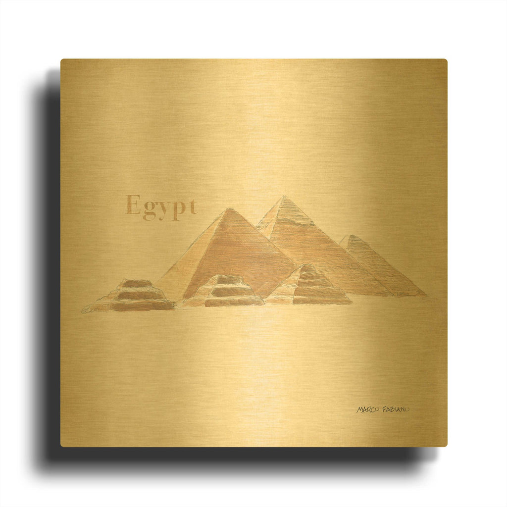 'World Trekker 9' By Marco Fabiano Gold Metal Wall Art
