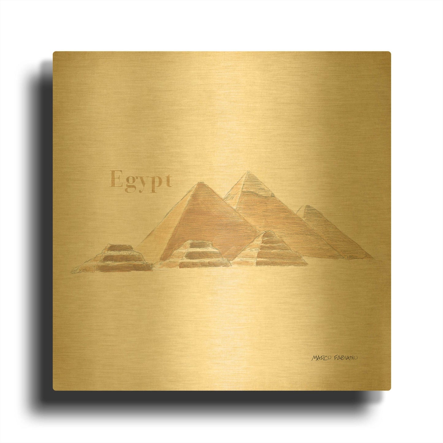 'World Trekker 9' By Marco Fabiano Gold Metal Wall Art