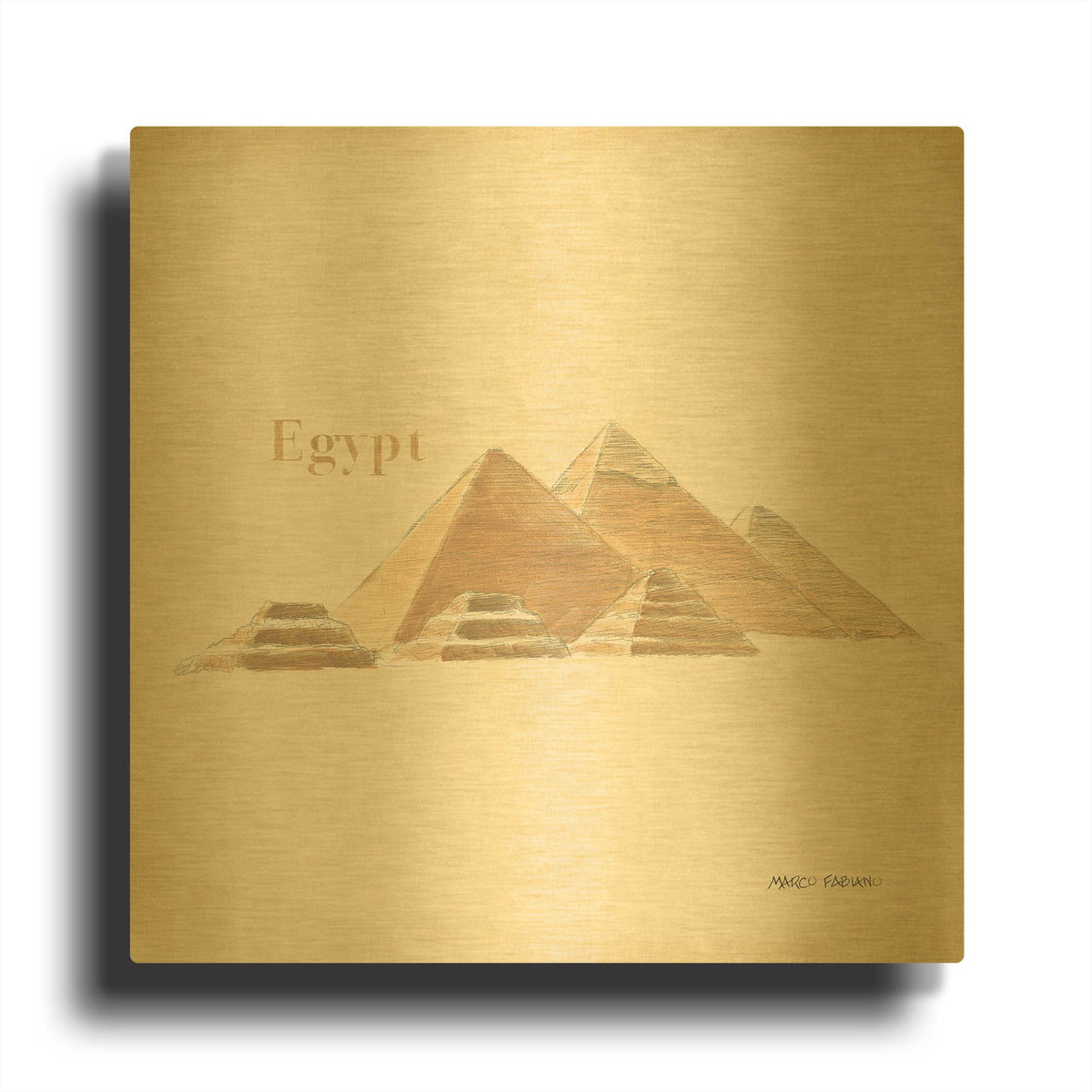'World Trekker 9' By Marco Fabiano Gold Metal Wall Art