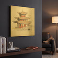'World Trekker V3' By Marco Fabiano Gold Metal Wall Art