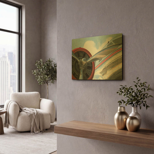 'Travel by Air 1 v2 No Words' By Marco Fabiano Gold Metal Wall Art