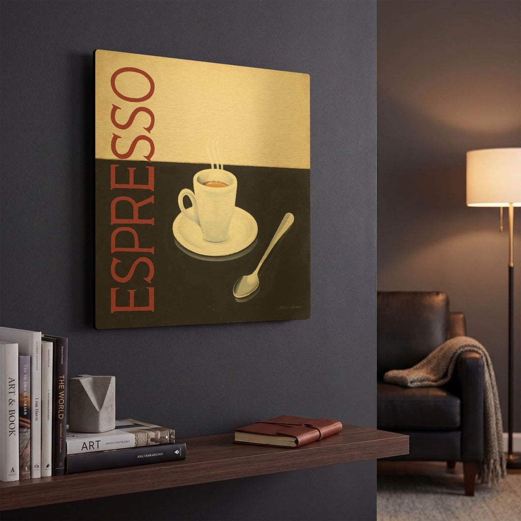 'Cafe Moderne 4' By Marco Fabiano Gold Metal Wall Art