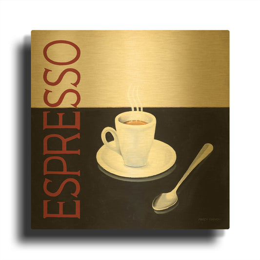 'Cafe Moderne 4' By Marco Fabiano Gold Metal Wall Art