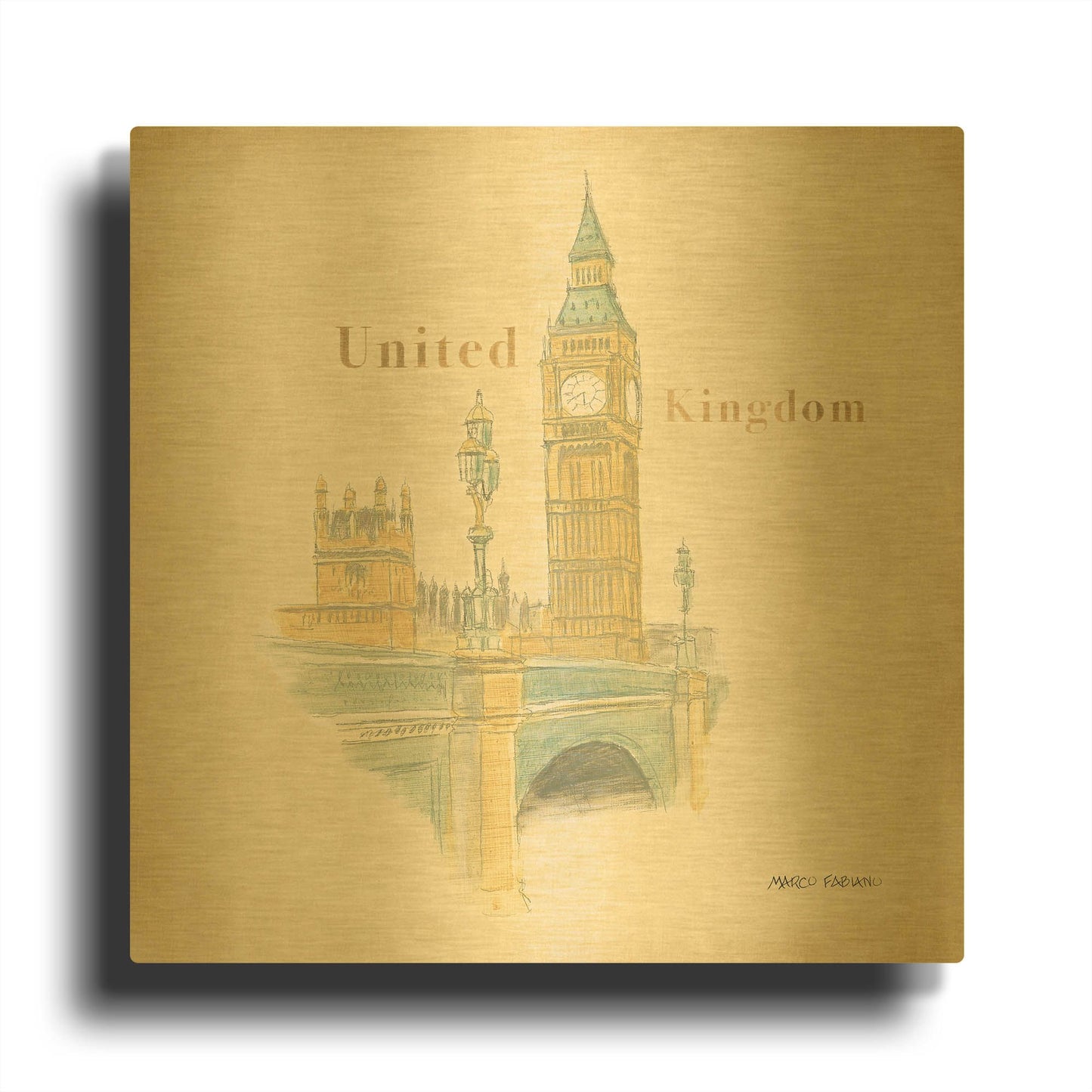 'World Trekker 2' By Marco Fabiano Gold Metal Wall Art