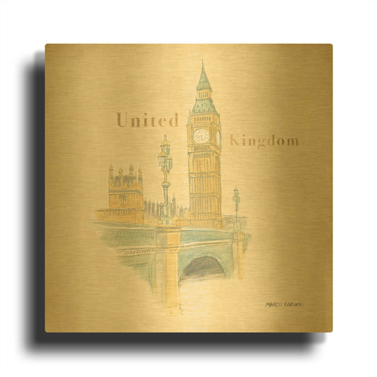 'World Trekker 2' By Marco Fabiano Gold Metal Wall Art