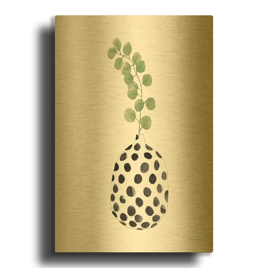 'Modern Nature 3 Black' By Mercedes Lopez Charro Gold Metal Wall Art