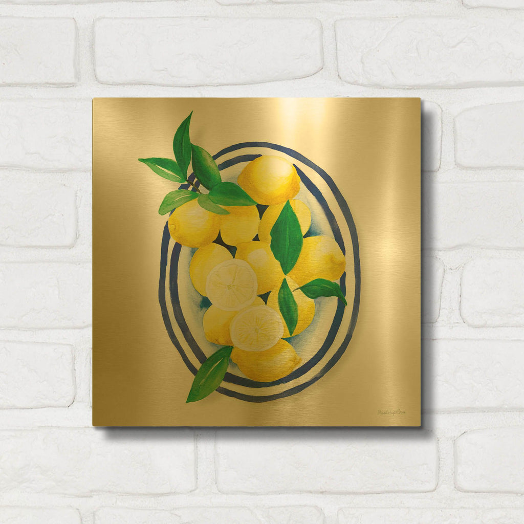 'Spanish Lemons 1' By Mercedes Lopez Charro Gold Metal Wall Art
