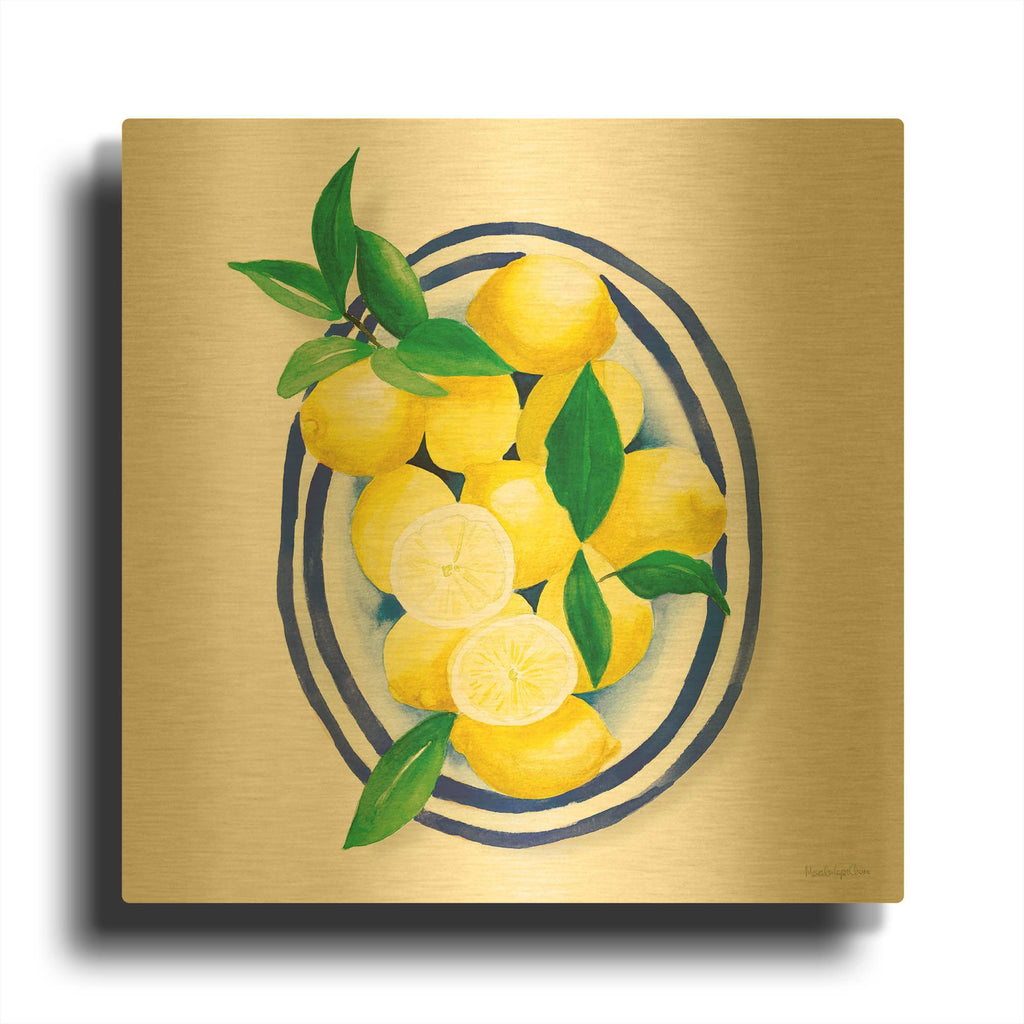 'Spanish Lemons 1' By Mercedes Lopez Charro Gold Metal Wall Art