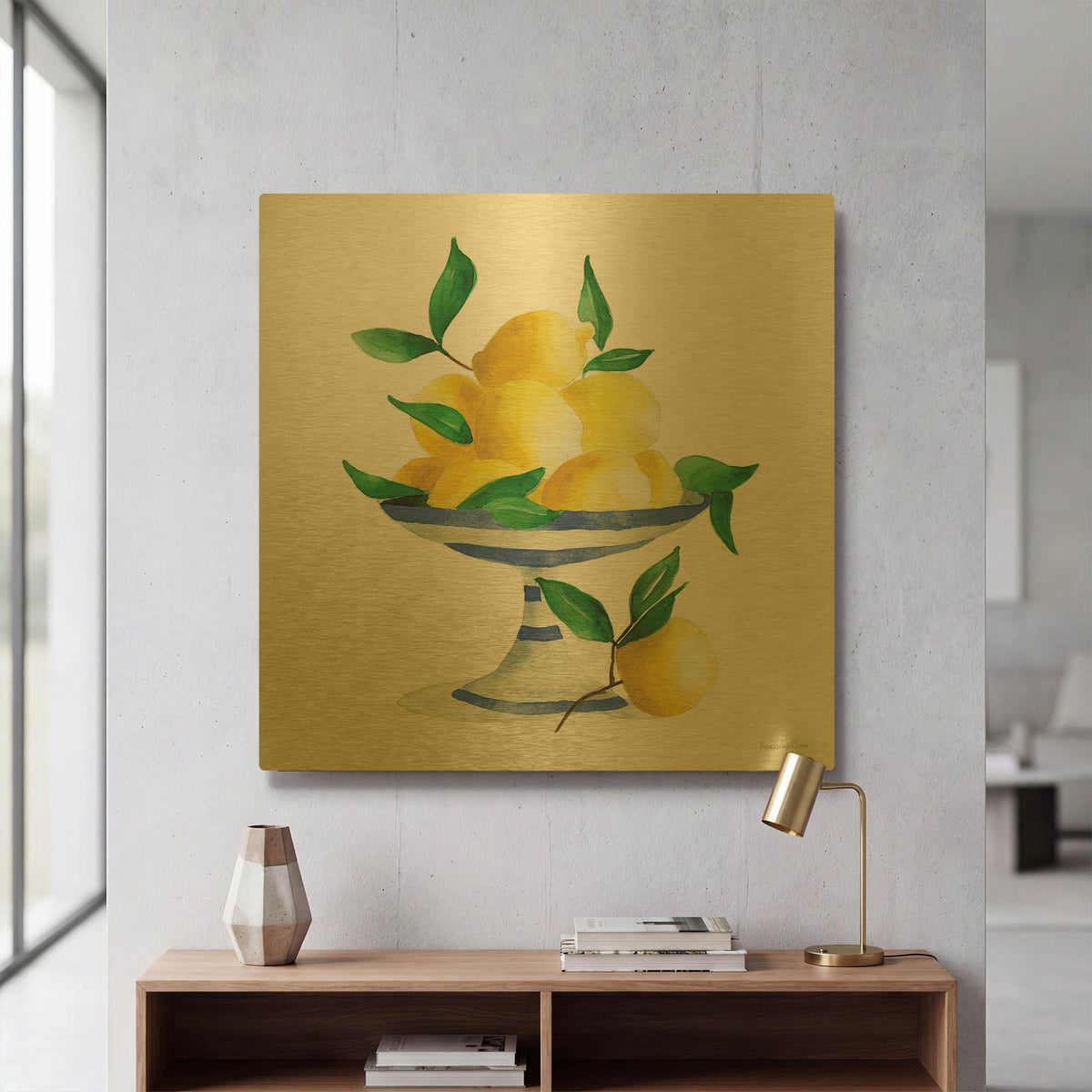 'Spanish Lemons 2' By Mercedes Lopez Charro Gold Metal Wall Art