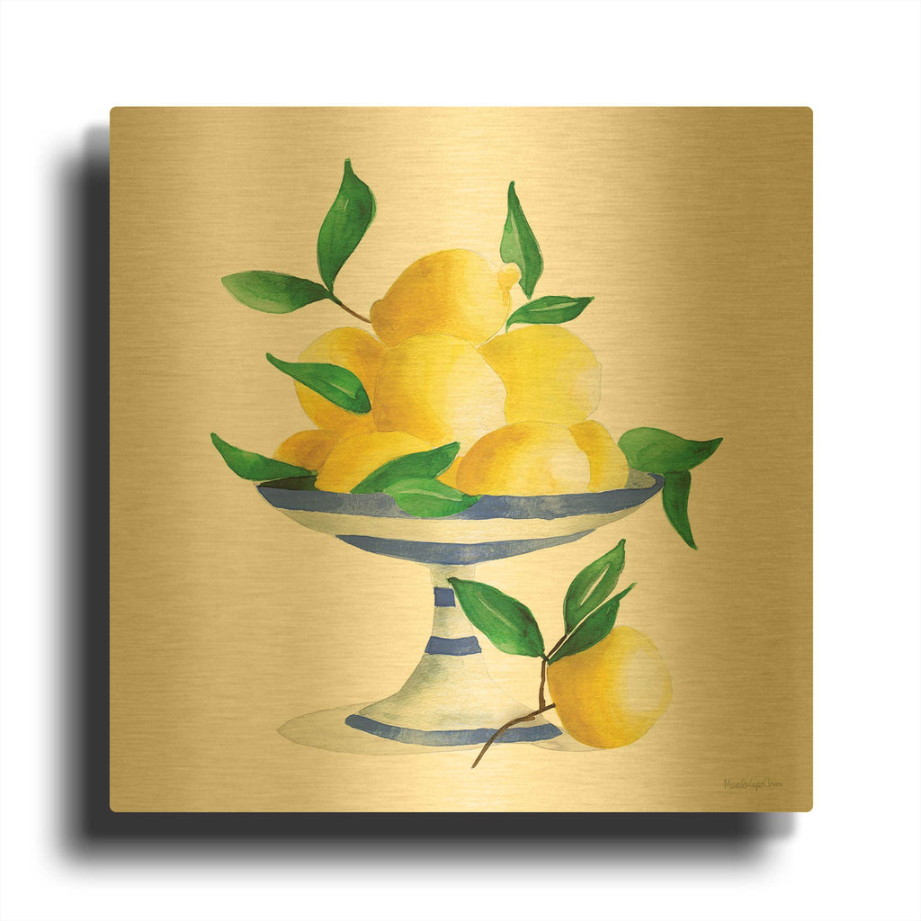 'Spanish Lemons 2' By Mercedes Lopez Charro Gold Metal Wall Art