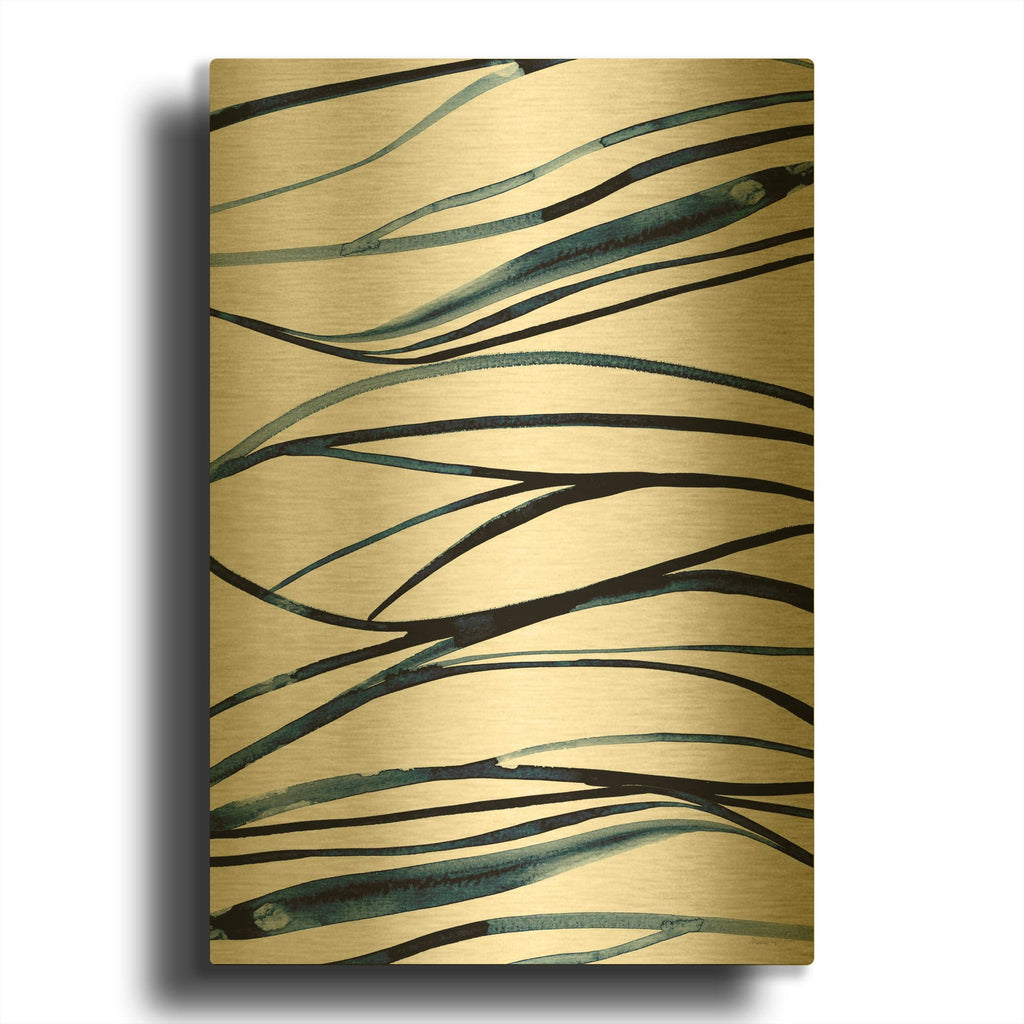 'Threads of Blue 1' By Mercedes Lopez Charro Gold Metal Wall Art