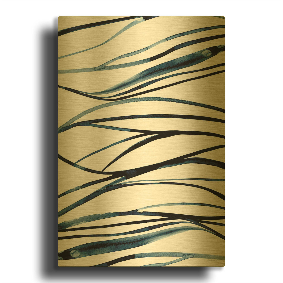'Threads of Blue 1' By Mercedes Lopez Charro Gold Metal Wall Art