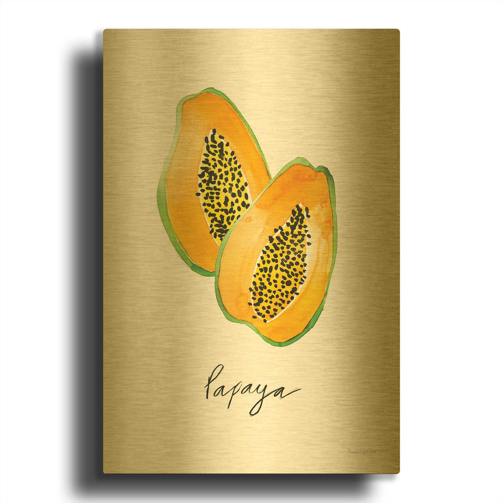 'Papayas' By Mercedes Lopez Charro Gold Metal Wall Art