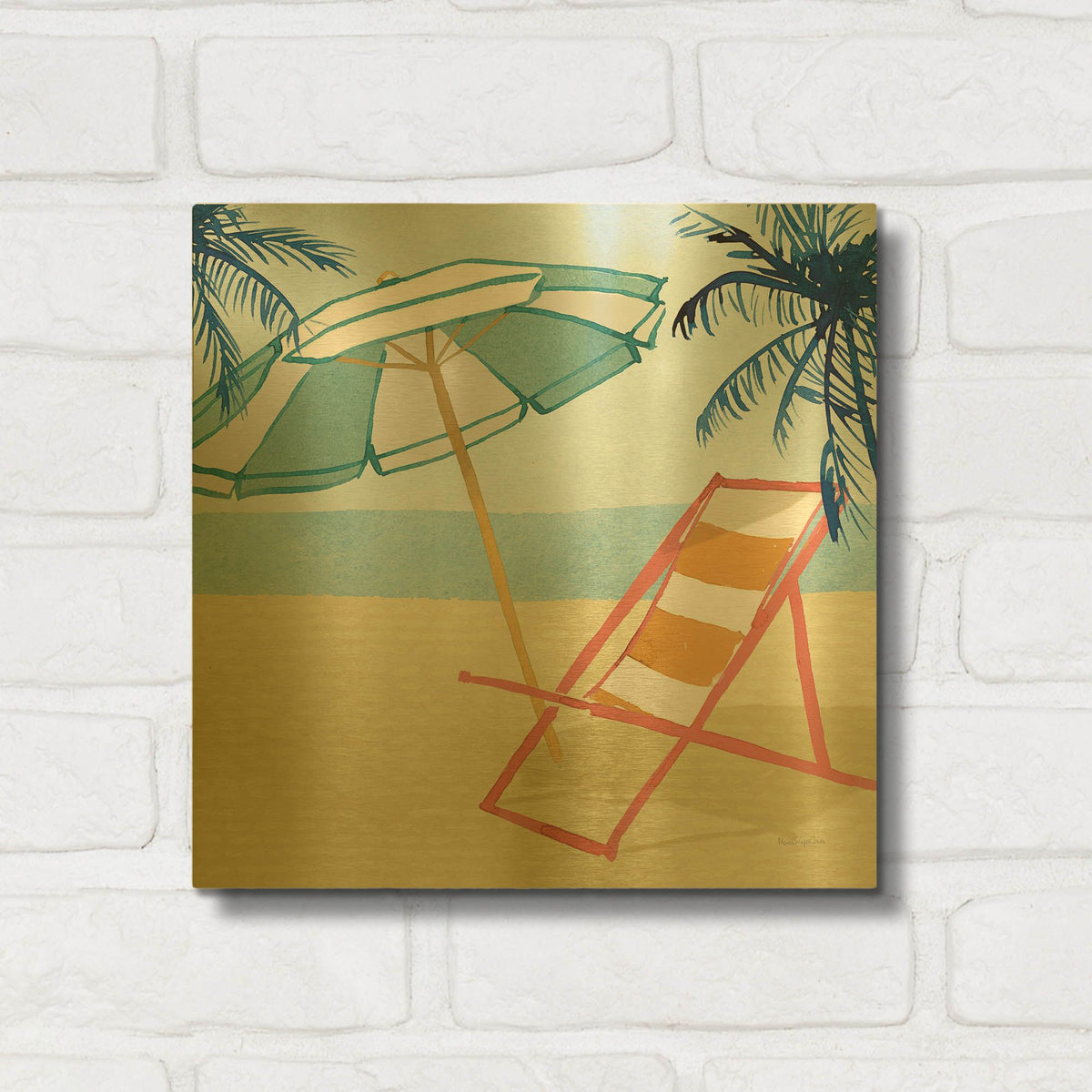 'Laguna Lounging 2' By Mercedes Lopez Charro Gold Metal Wall Art
