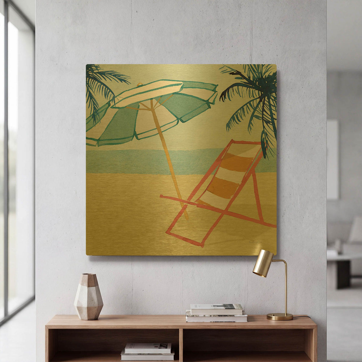 'Laguna Lounging 2' By Mercedes Lopez Charro Gold Metal Wall Art