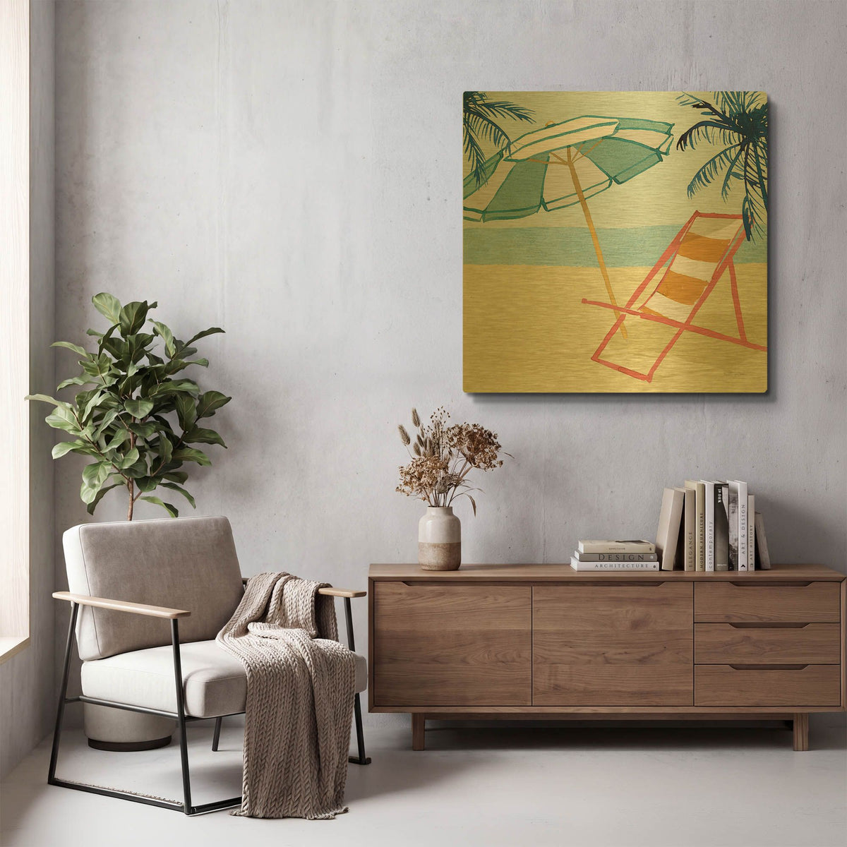 'Laguna Lounging 2' By Mercedes Lopez Charro Gold Metal Wall Art