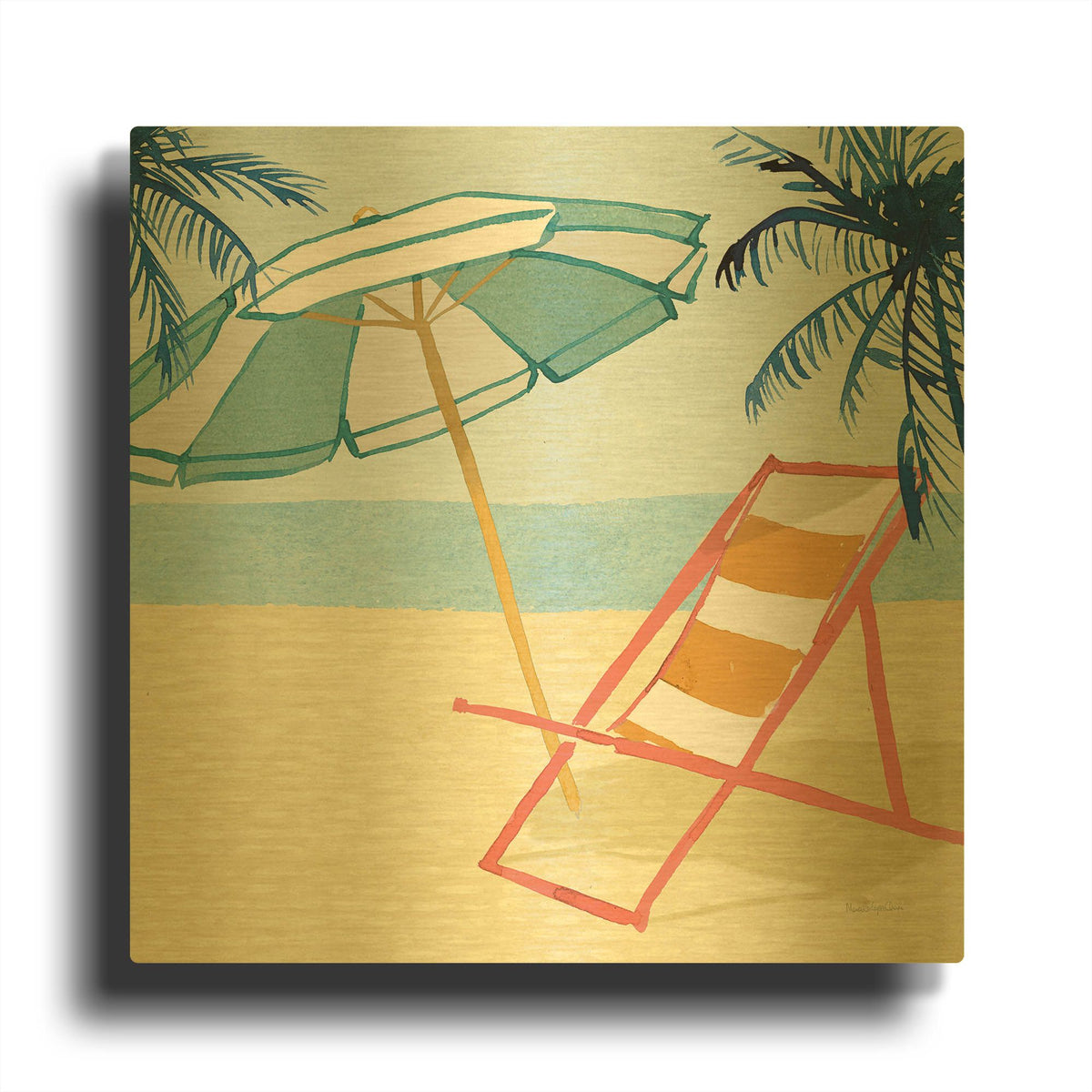 'Laguna Lounging 2' By Mercedes Lopez Charro Gold Metal Wall Art
