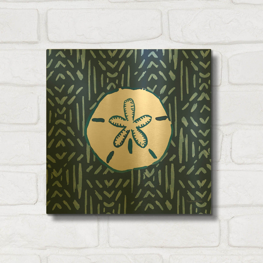 'Salty Waves V2 Dark' By Mercedes Lopez Charro Gold Metal Wall Art