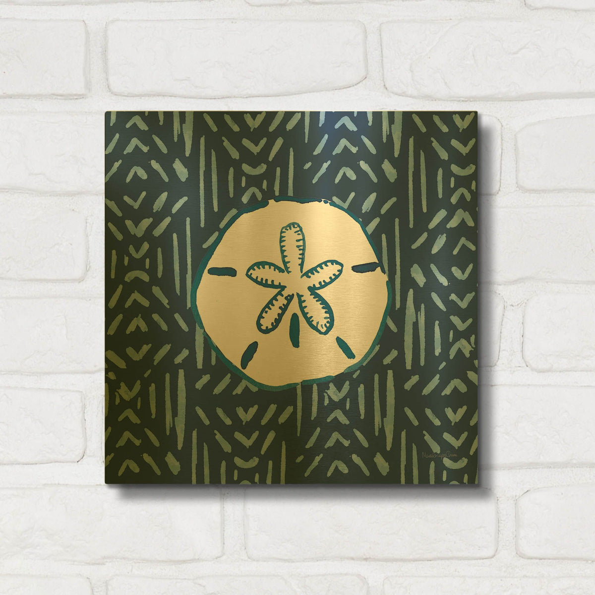 'Salty Waves V2 Dark' By Mercedes Lopez Charro Gold Metal Wall Art