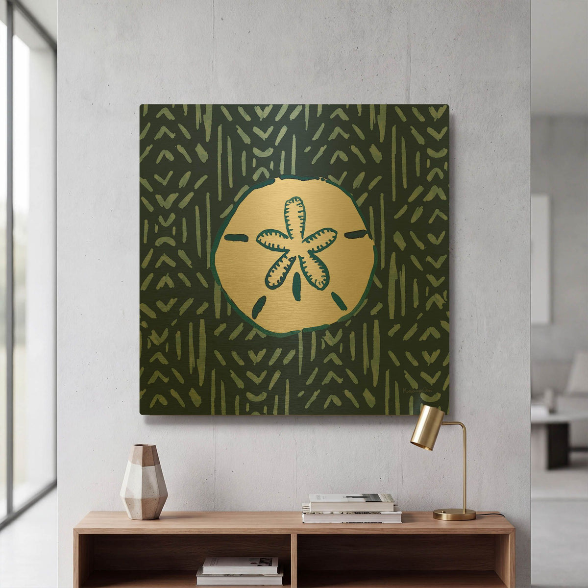 'Salty Waves V2 Dark' By Mercedes Lopez Charro Gold Metal Wall Art
