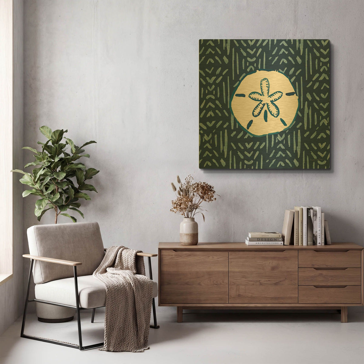 'Salty Waves V2 Dark' By Mercedes Lopez Charro Gold Metal Wall Art
