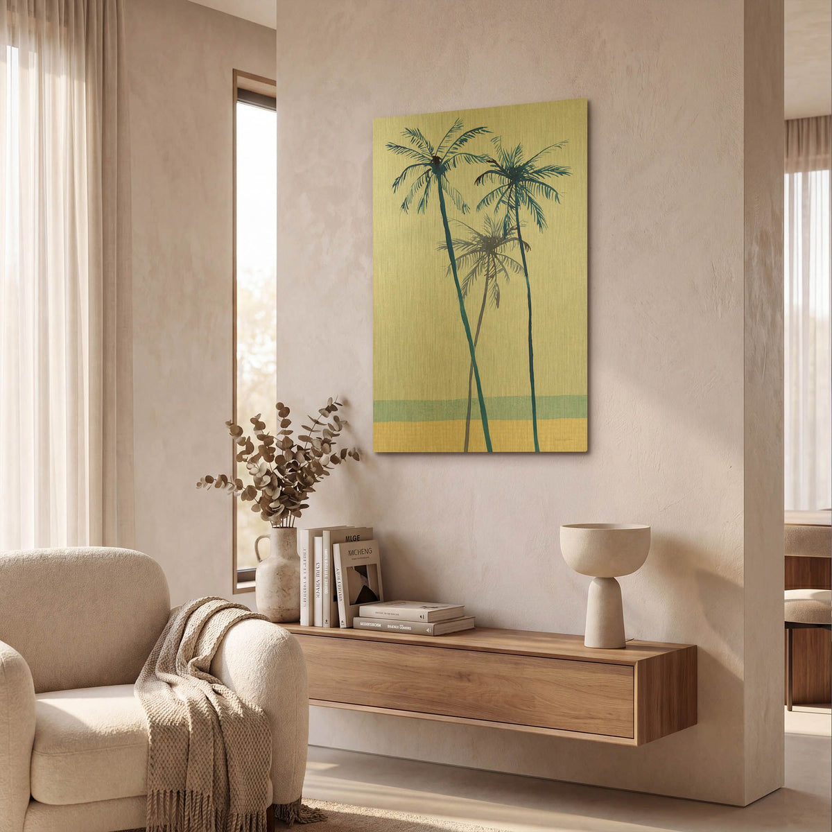 'Laguna Palms Triptych 2' By Mercedes Lopez Charro Gold Metal Wall Art
