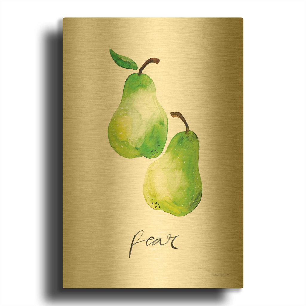 'Pears' By Mercedes Lopez Charro Gold Metal Wall Art