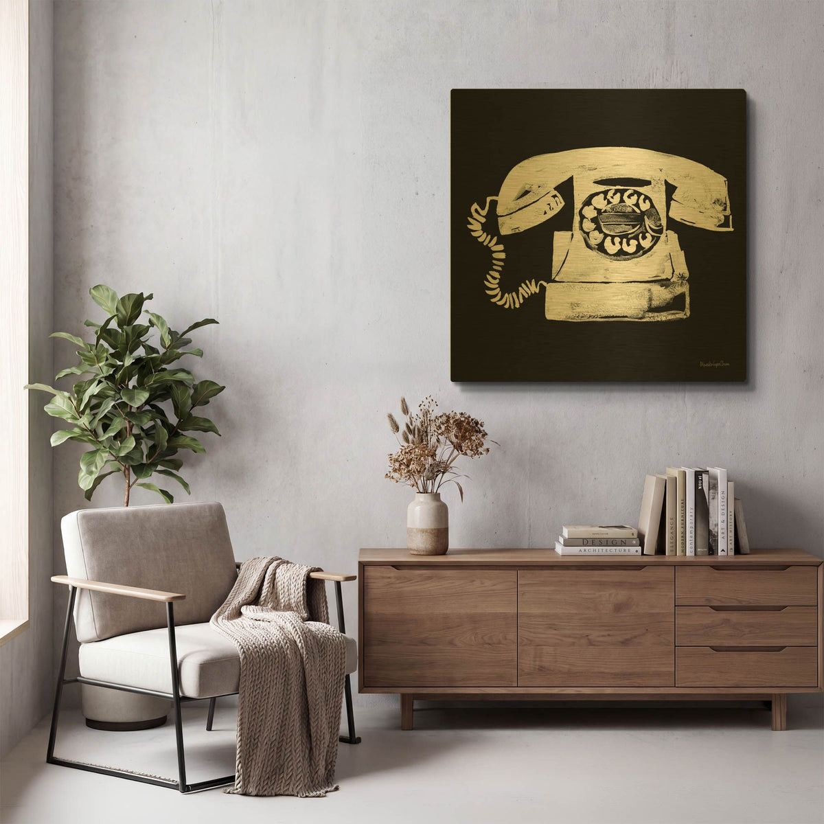 'Call Me' By Mercedes Lopez Charro Gold Metal Wall Art