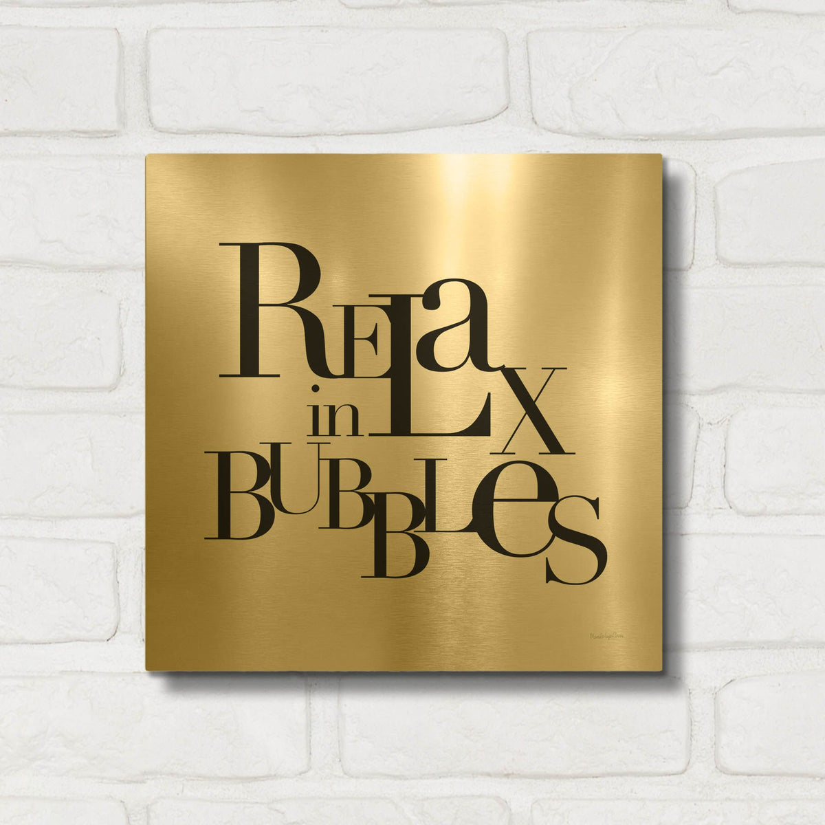 'Relax in Bubbles' By Mercedes Lopez Charro Gold Metal Wall Art