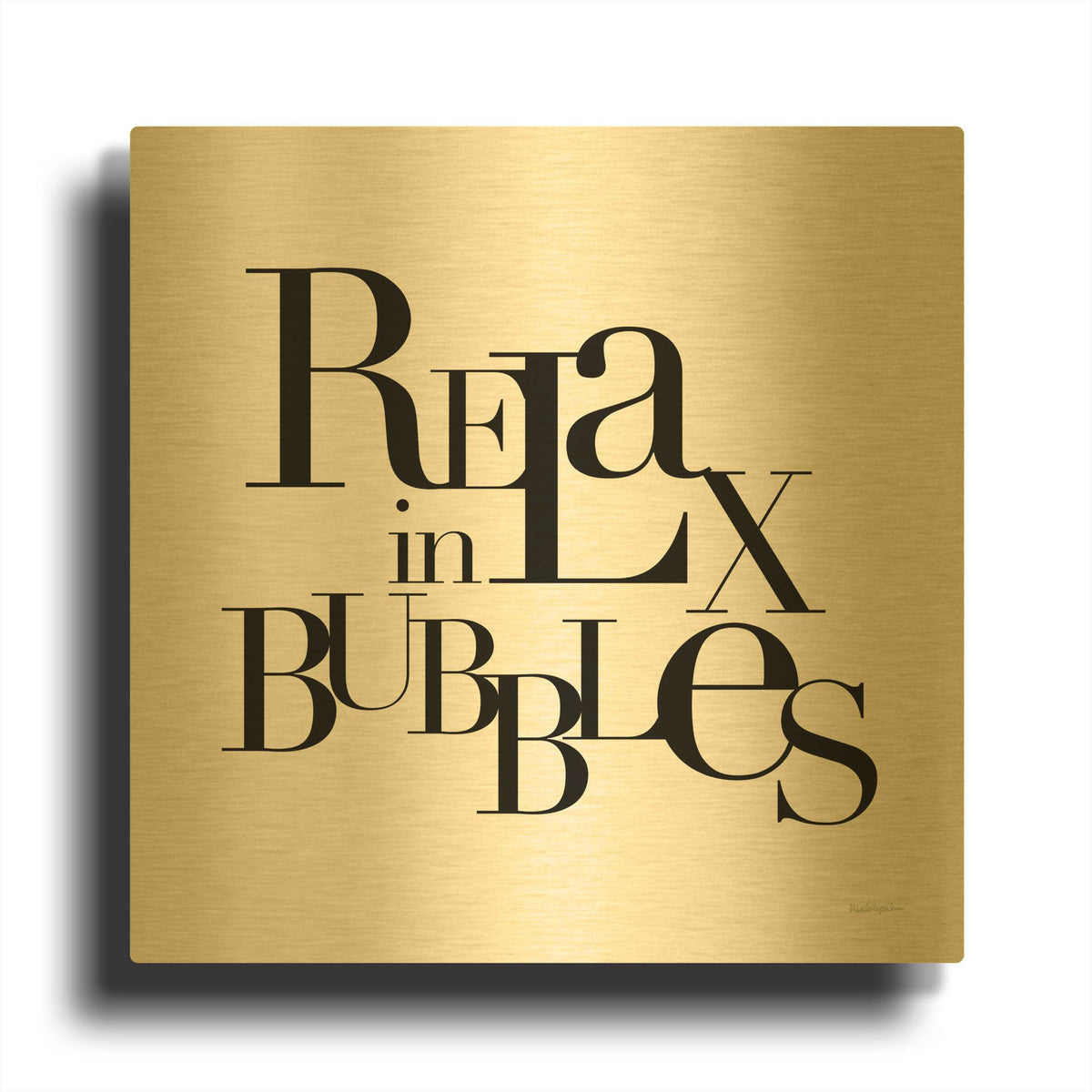 'Relax in Bubbles' By Mercedes Lopez Charro Gold Metal Wall Art