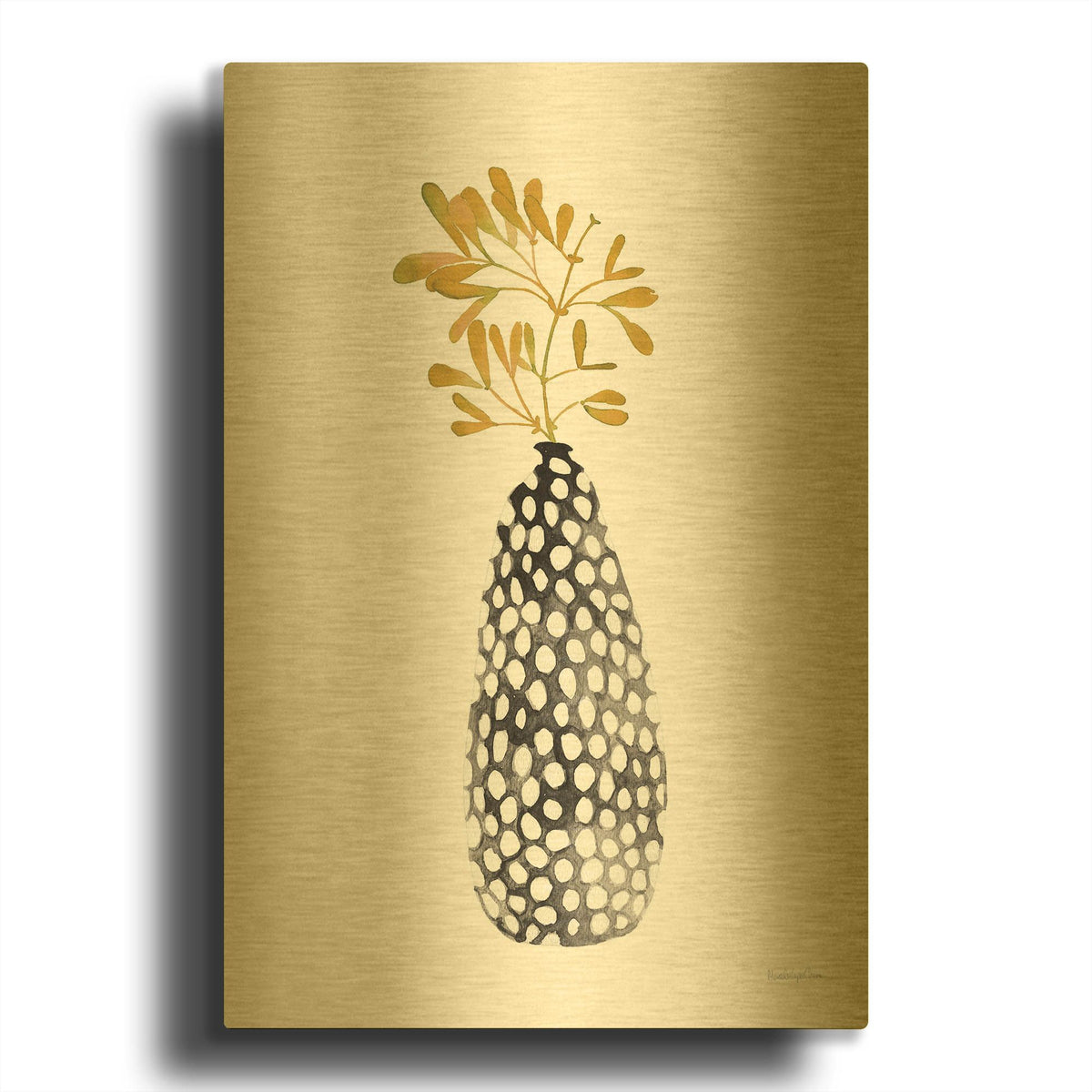 'Modern Nature 2 Black' By Mercedes Lopez Charro Gold Metal Wall Art