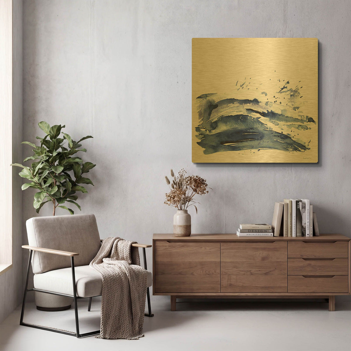 'Coastal Splash 1' By Mercedes Lopez Charro Gold Metal Wall Art