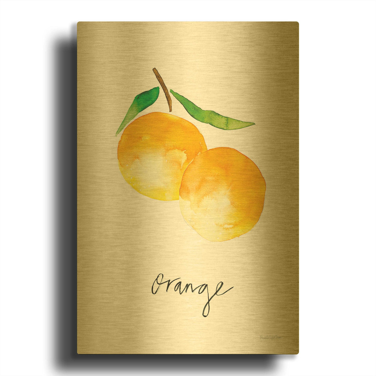 'Single Orange' By Mercedes Lopez Charro Gold Metal Wall Art