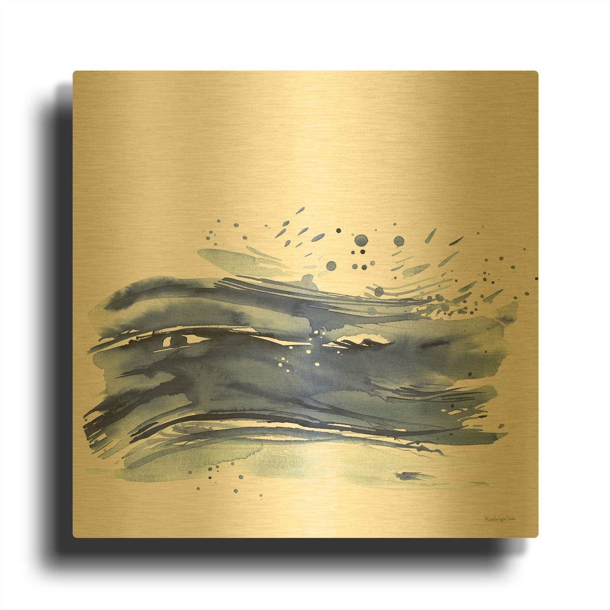 'Coastal Splash 2' By Mercedes Lopez Charro Gold Metal Wall Art