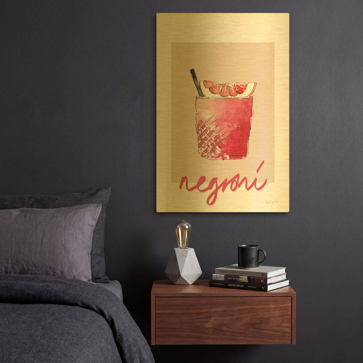 'Cheers 1 on White v2' By Mercedes Lopez Charro Gold Metal Wall Art
