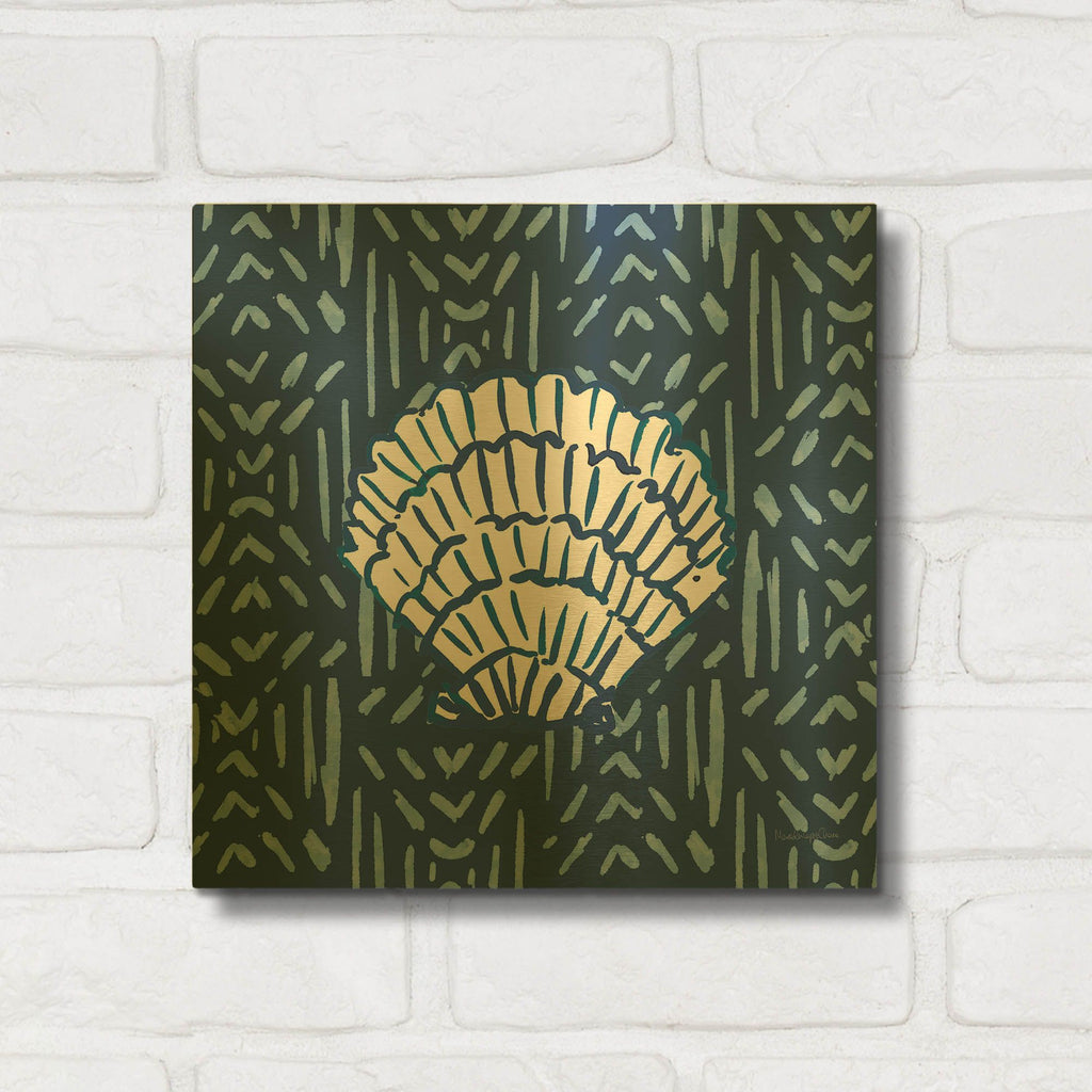 'Salty Waves V3 Dark' By Mercedes Lopez Charro Gold Metal Wall Art