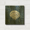 'Salty Waves V3 Dark' By Mercedes Lopez Charro Gold Metal Wall Art