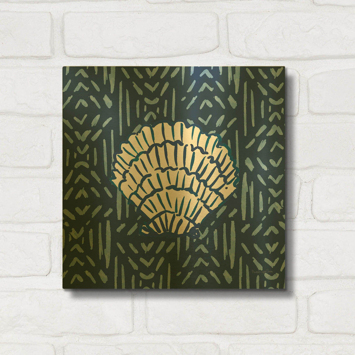 'Salty Waves V3 Dark' By Mercedes Lopez Charro Gold Metal Wall Art