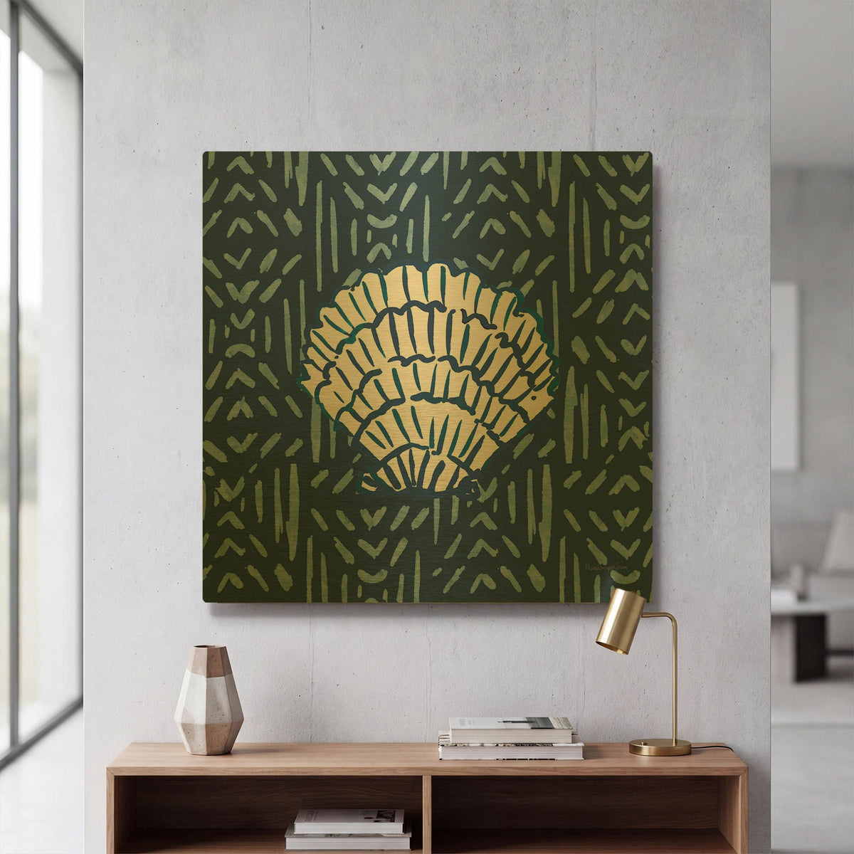 'Salty Waves V3 Dark' By Mercedes Lopez Charro Gold Metal Wall Art