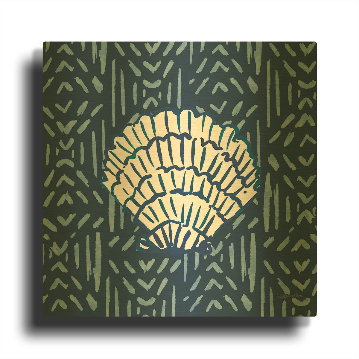 'Salty Waves V3 Dark' By Mercedes Lopez Charro Gold Metal Wall Art