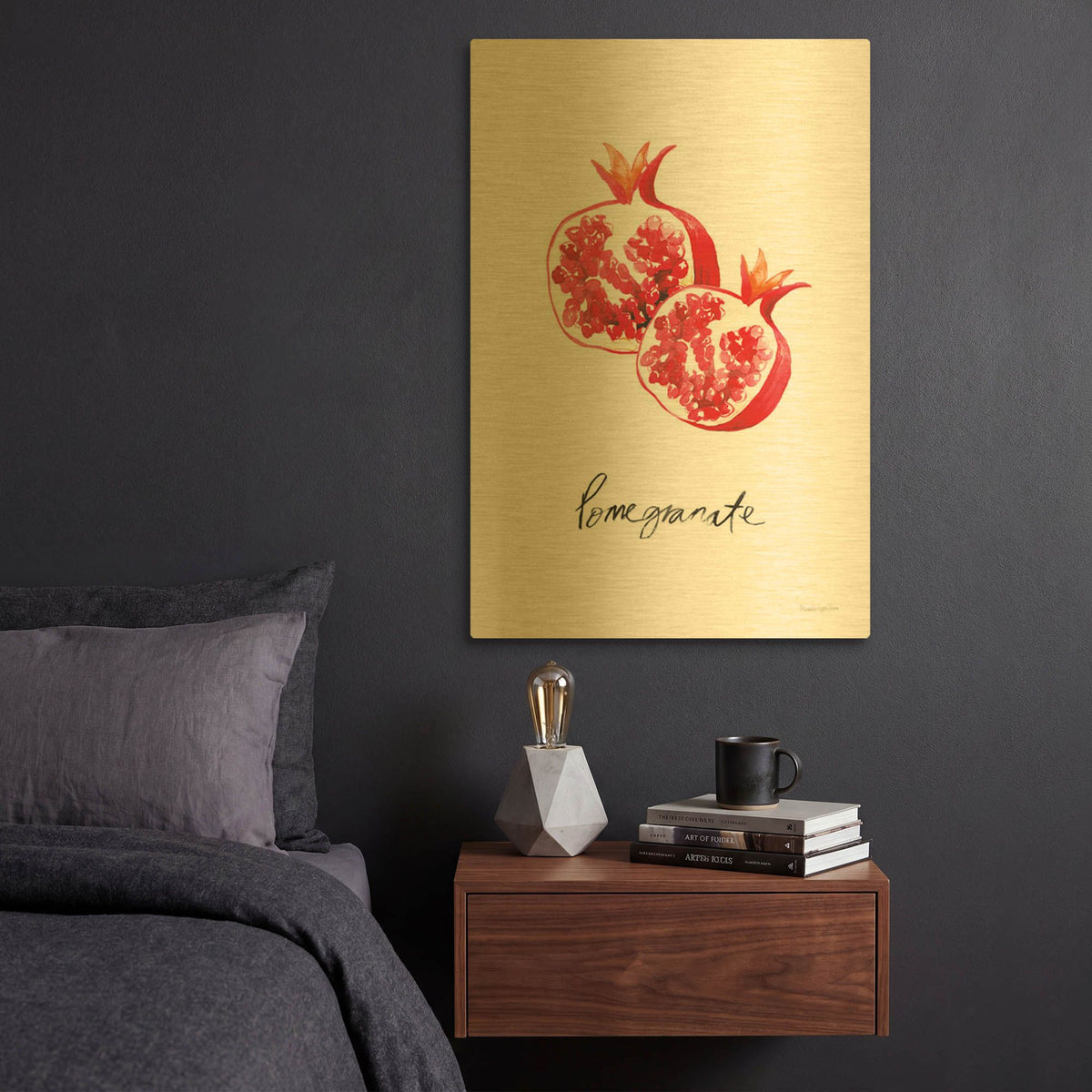 'Pomegranates' By Mercedes Lopez Charro Gold Metal Wall Art