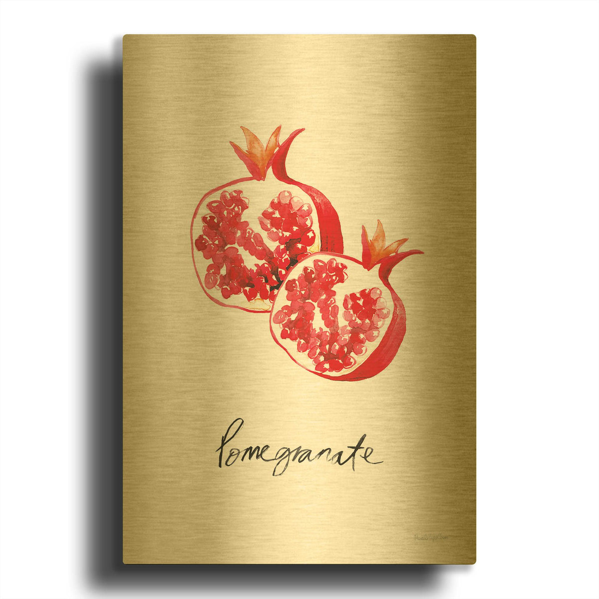 'Pomegranates' By Mercedes Lopez Charro Gold Metal Wall Art