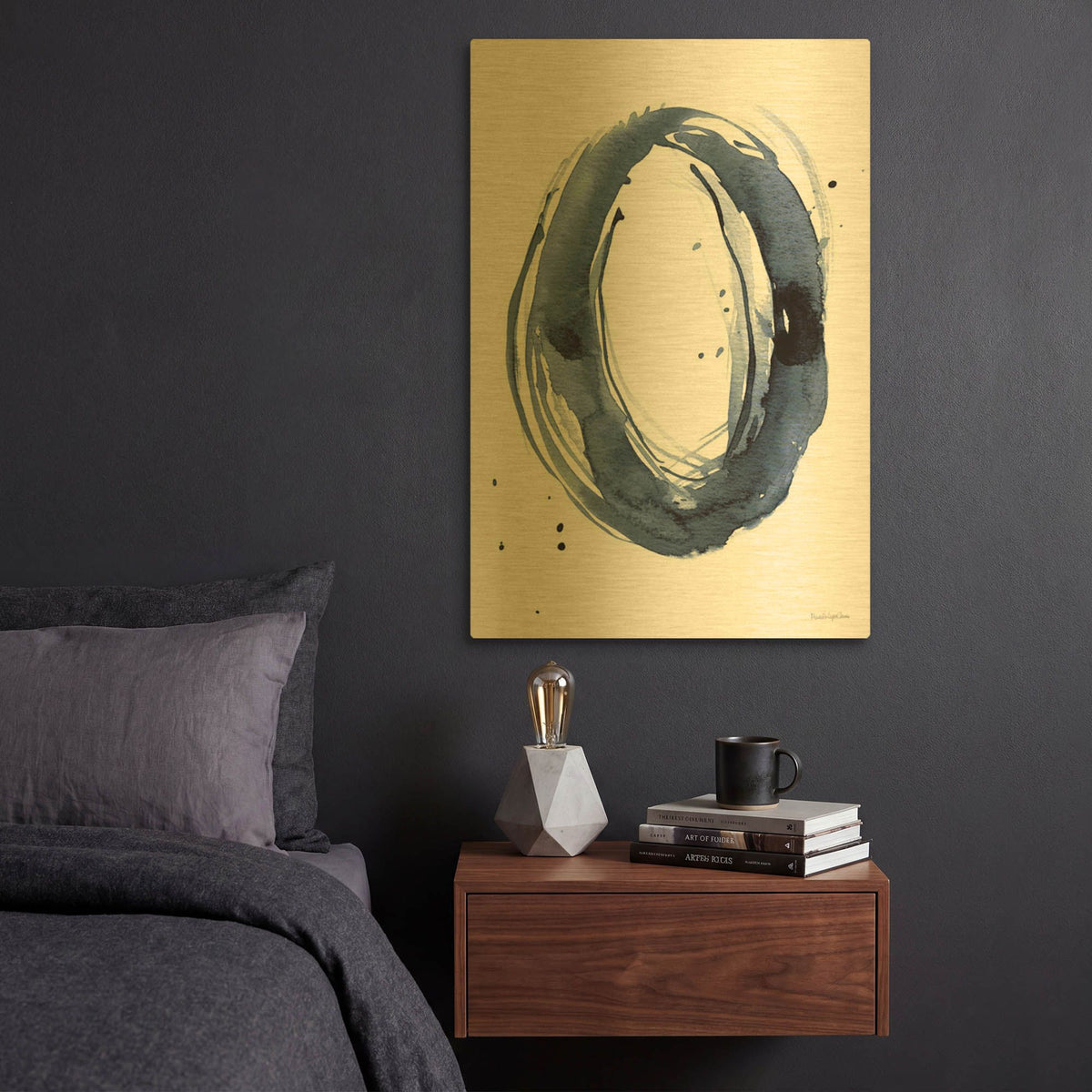 'Bold Blue 3 Dark' By Mercedes Lopez Charro Gold Metal Wall Art