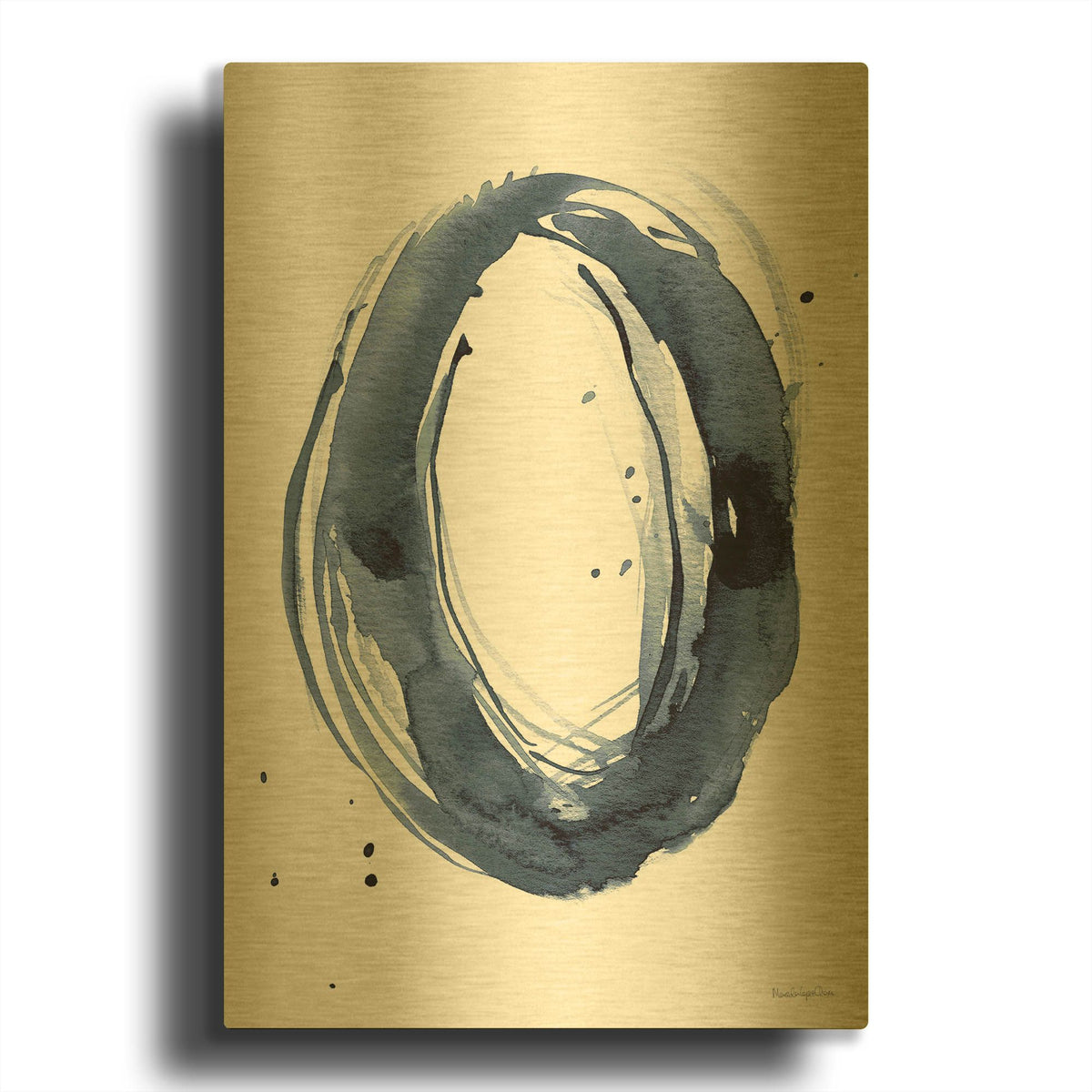 'Bold Blue 3 Dark' By Mercedes Lopez Charro Gold Metal Wall Art