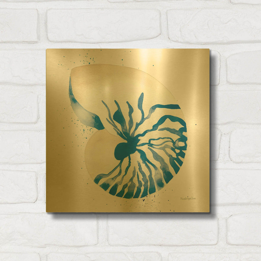 'Nautilus Sq' By Mercedes Lopez Charro Gold Metal Wall Art