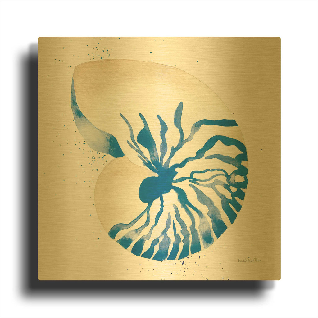 'Nautilus Sq' By Mercedes Lopez Charro Gold Metal Wall Art