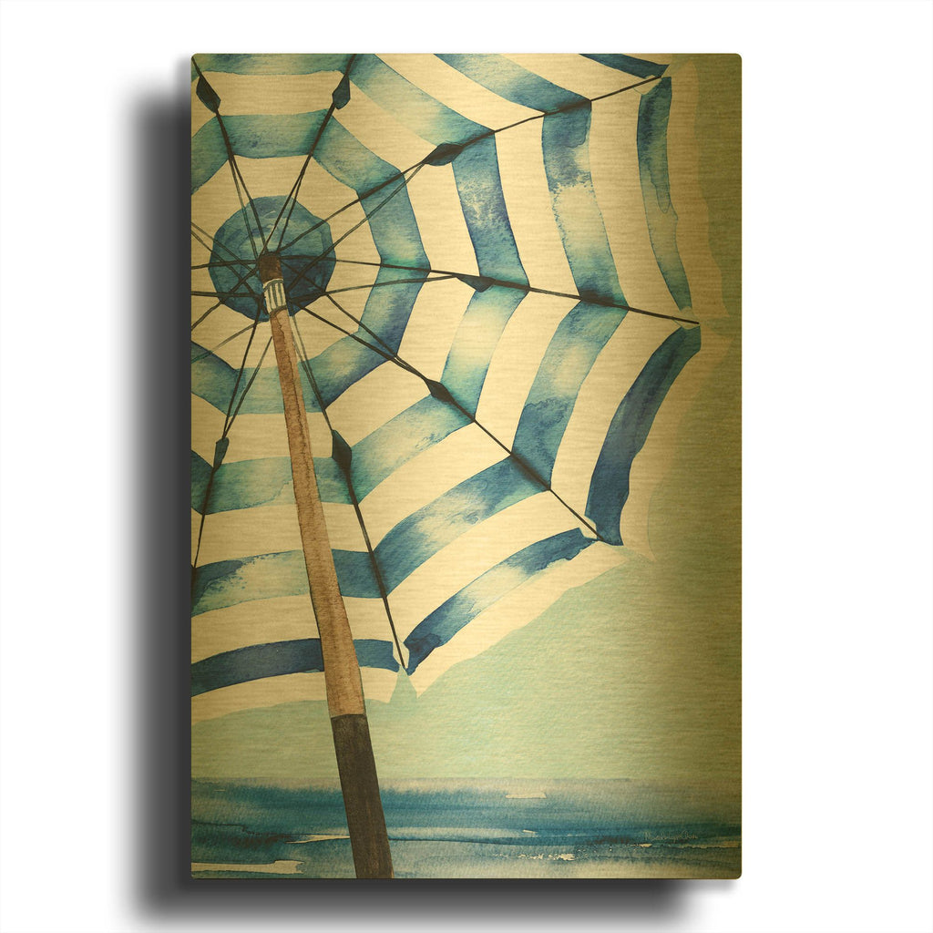 'Surf and Sun 1' By Mercedes Lopez Charro Gold Metal Wall Art