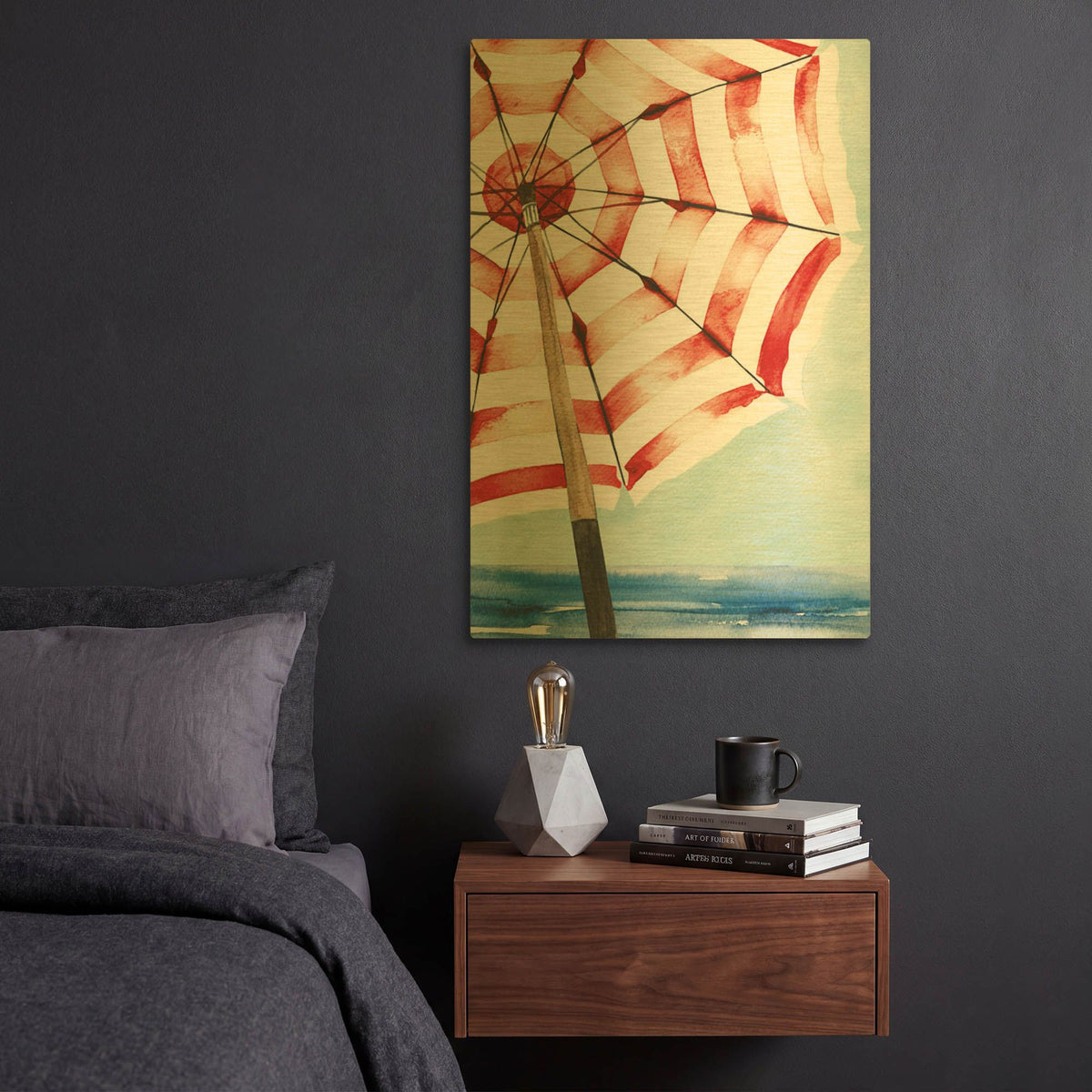 'Surf and Sun 1 Red' By Mercedes Lopez Charro Gold Metal Wall Art