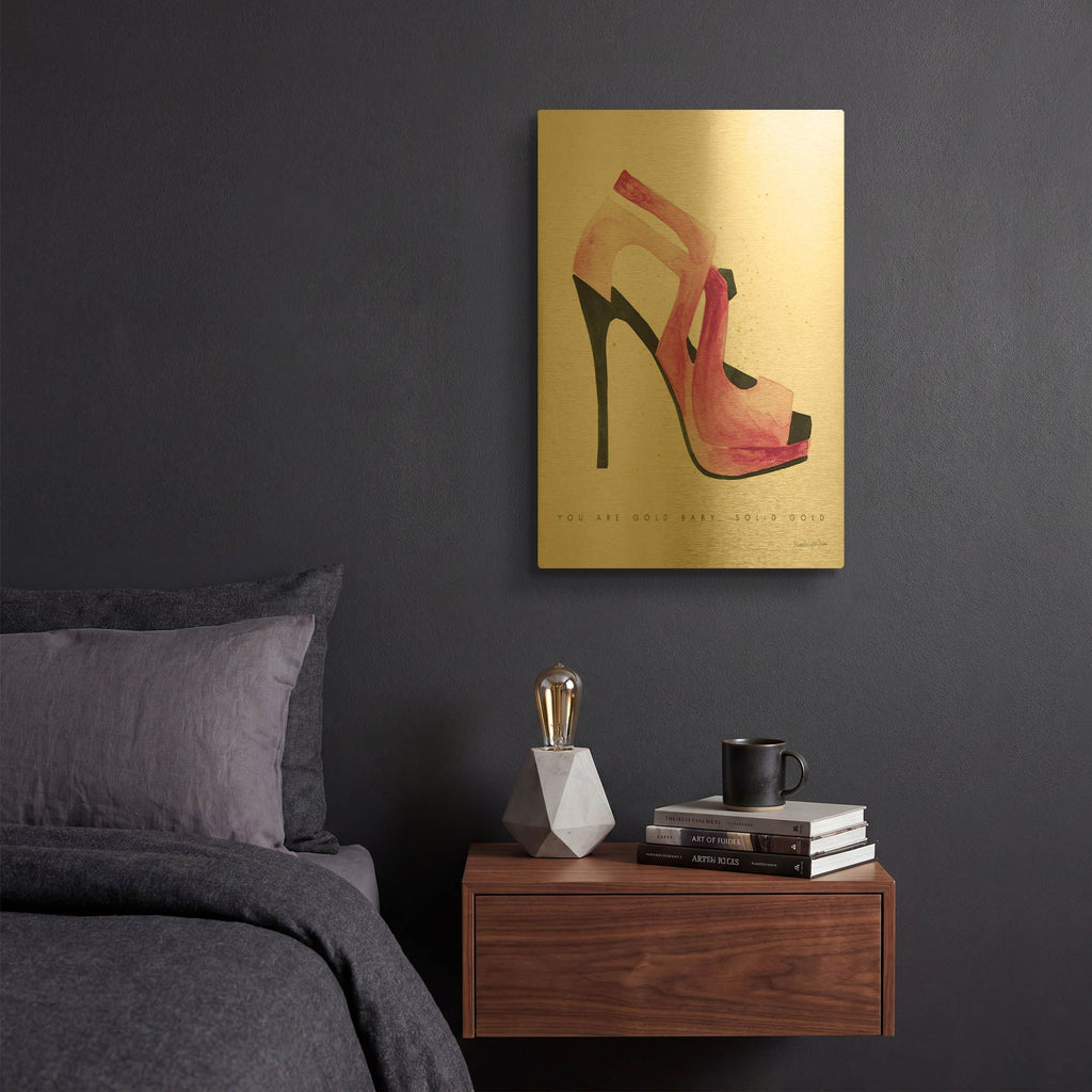 'Glitz and Glam V2 Pink' By Mercedes Lopez Charro Gold Metal Wall Art
